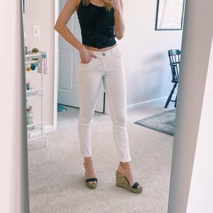 Mid-Rise White Denim Skinny Jeans